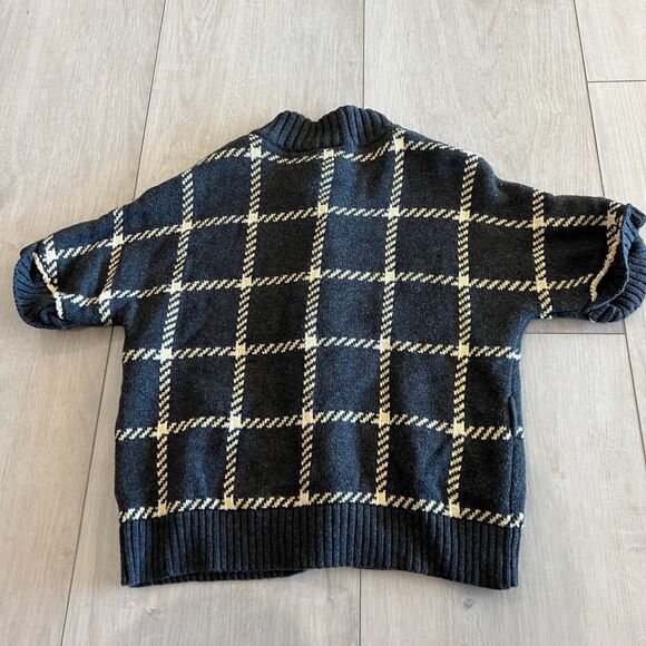 Janie and Jack Baby Girls Windowpane Belted Sweater Gray size 5 - Picture 5 of 7